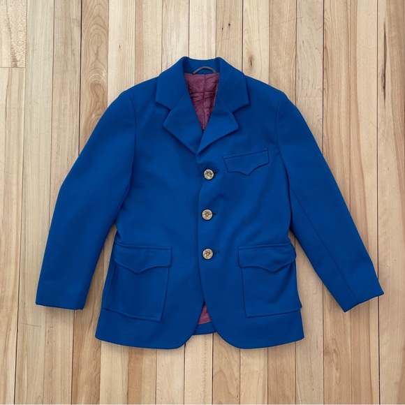 Vintage 1960s Kid Size Cobalt Blue Mod Blazer with Gold Buttons - Picture 2 of 13
